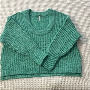 Free People Teal Crew Neck Sweater